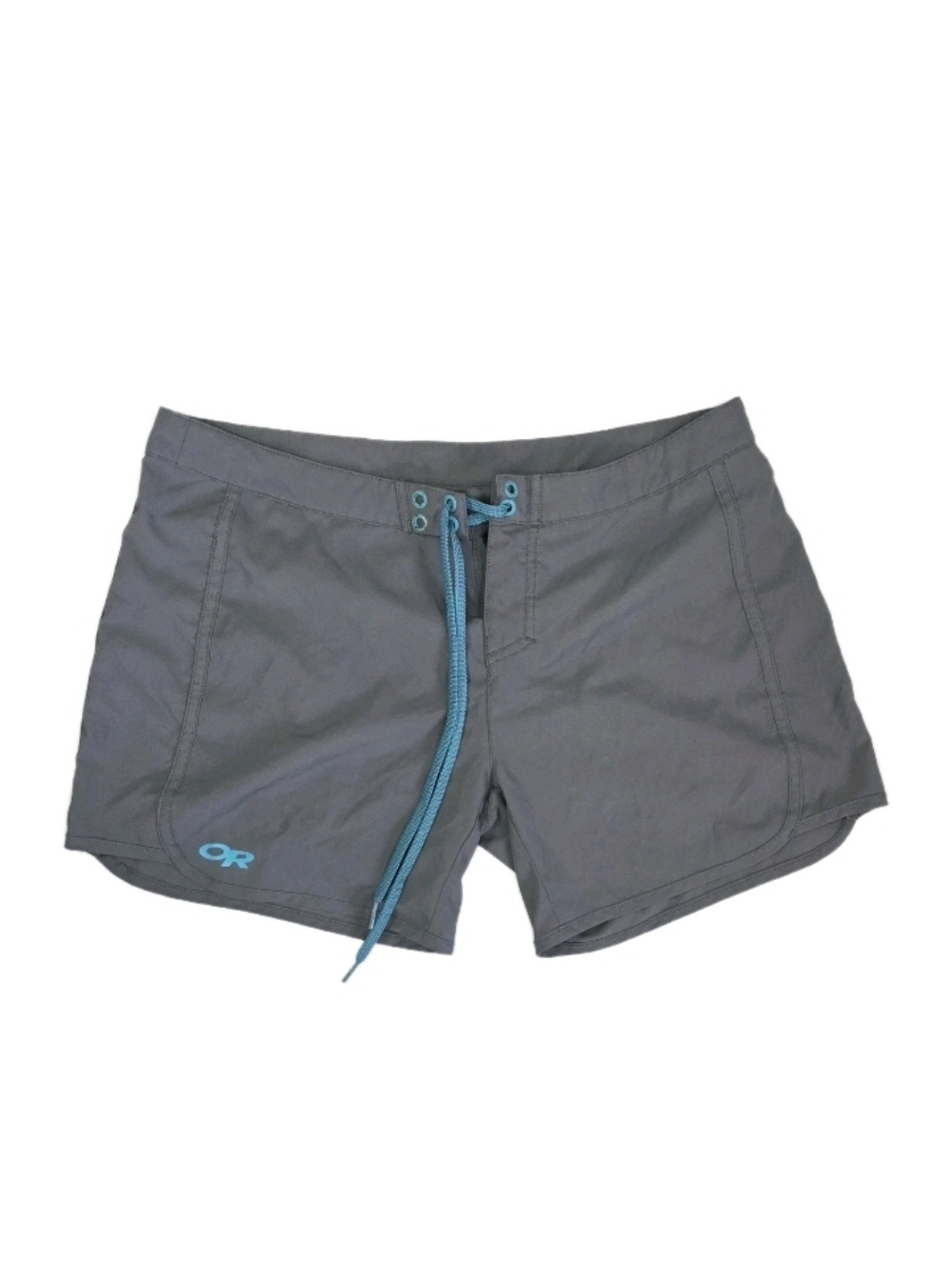 Outdoor Research Womens Buena Board Shorts Size 8 Gray/Teal Logo Beach Outdoor